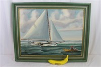 Orig. Signed Sailboat Painting by Ray Crosby