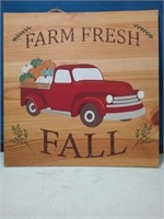 Farm Fresh fall hanging wooden sign 11 by 11 in
