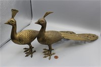 Pr. Mid-Century Brass Peacocks