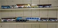B4) 11 toy buses assorted styles, brands and