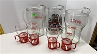 1983 COCA COLA GLASSES W/HANDLES 3 GLASS PITCHERS
