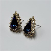 Vintage Purple Glass Teardrop Earrings