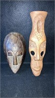 2 Hand Carved Wood Mask