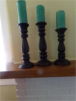 3 Candle Holders with Candles