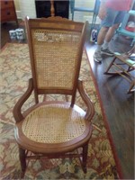 Cane Bottom and Back Wood Rocking Chair