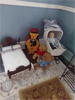 Doll Bed, Doll Stroller, 3 Bears
