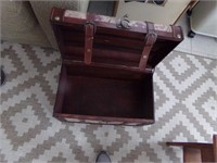 Small Wood Chest, Leather Straps