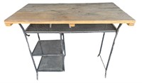 3 Shelf Metal Desk With Wood Top