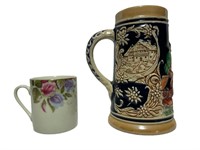 Miniature Beer Stein And Gold Rimmed Tea Cup