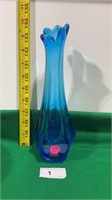 Vintage L.E. Smith Mid Century Blue Swung Glass