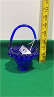 Vintage Cobalt Blue Small Basket w/ Hobnails