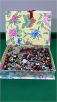 Lot of Glass Beads in Box for Jewelry / Crafts