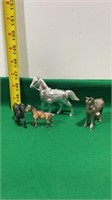 4 Vintage Small Metal Carnival Style Horses