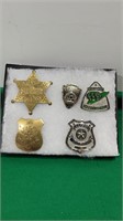 5 Assorted Law Enforcement Badges- Brass Apache