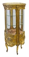 Carved Giltwood Shaped Curio Cabinet