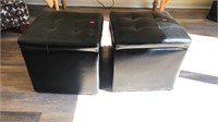 2- Black Footstools w storage contents included