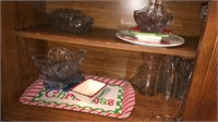 Christmas serving trays and dishes, cut glass,