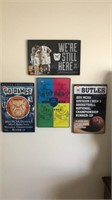 5- Framed Butler University wall hangings