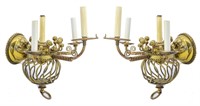 Outstanding Cast Brass Coil and Ball Sconces