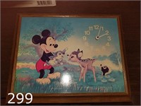 Mickey Mouse and Bambi wall clock in frame