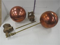 2 large brass & copper floats