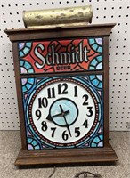 Schmidt Beer Sign Glass Clock