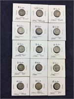 Fifteen Mercury Silver Dimes, Some Very Nice