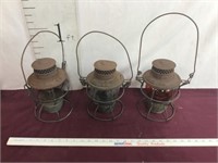 Three Antique Railroad Lanterns