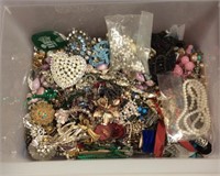 Tub Of Assorted Estate Jewelry Trinkets & Baubles