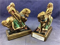 Pair Of Vintage Heavy Fighting Knight Bookends