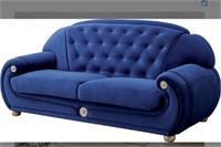 Beautiful Royal Blue Velvet Sofa and Coffee Table