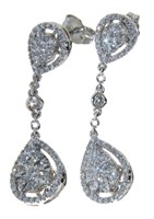 14kt Gold Pear Cut 1.00 ct Diamond Drop Earrings