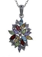 Genuine 2.00 ct Gemstone & Diamond Necklace