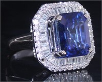 14k Gold 8.72 ct Sapphire & Diamond Ring