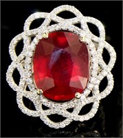 14kt Gold 20.95 ct Brilliant Ruby & Diamond Ring