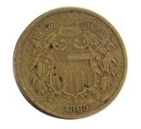 1865 Copper Two Cent Piece *Civil War