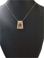 14kt Gold Vintage Tanzanite & Diamond Necklace