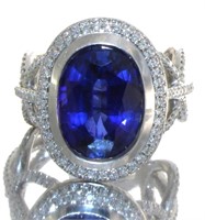 14kt Gold 5.50 ct Sapphire & Diamond Ring