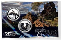 2-1 oz Silver Coins - Koala & Kookaburra
