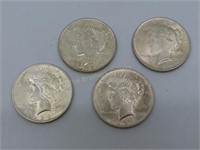 Lot of 4 - 1924 Silver Peace Dollars, Very Nice