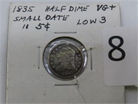 1835 US Capped Bust Half Dime, Nice Details