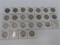 Lot of 25 Silver Standing Liberty Quarters