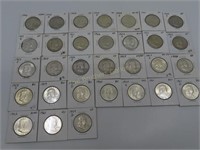 Lot of 31 Silver Franklin Half Dollars, 1948-1963