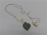 Stone Carved Pendant w/14K Gold Chain - 23" Long
