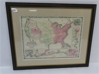 Framed 1861 Johnson's Military Map of The United