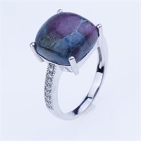 Size 7.5 Ruby Kyanite & Zircon Silver Ring