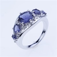 Size 8 5-Stone Iolite Sterling Silver Ring