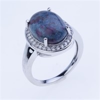 Size 7 Ruby Kyanite & Zircon Silver Halo Ring