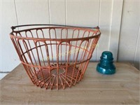 Antique Metal Basket with Orange Coating