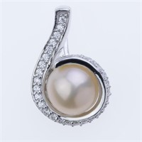Sterling Silver Ivory Pearl & Zircon Pendant